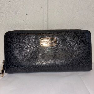 Vintage Michael Kors black leather zip around wallet